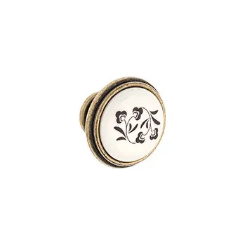Nábytkové kování TULIP Knop Margarita starozlatá/porcelán/motív (TULIP Knop Margarita starozlatá/porcelán/motív)