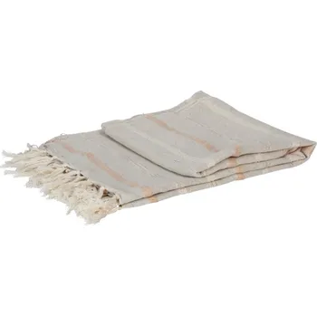 Přehoz na lůžko Pléd s třásněmi oranžový proužek 130x170 cm