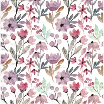 Papírový ubrousek UBR60, Ubrousek, 16x16 cm, FIALKOVÉ KVĚTINY, 1 kus