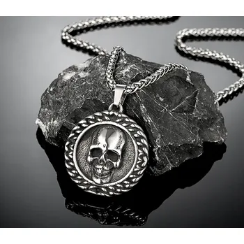 Náhrdelník B-TOP Rockový náhrdelník z nerezové oceli s přívěskem Lebka