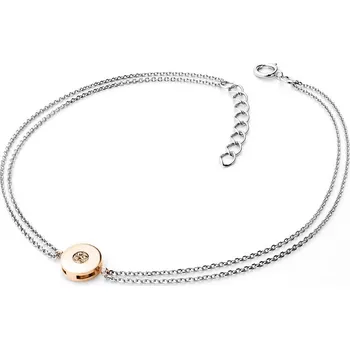 Módní doplněk Dámský náramek zlato mix 585/1000 přírodní diamant 0.055 ct champagne 10911-NR02-BCV-Champ délka 18 cm