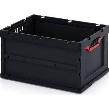 paleta ESD skládací přepravky bez víka 60 x 40 x 32 cm - Dopravní černá - materiál: ESD PP - ESD FB 64/32