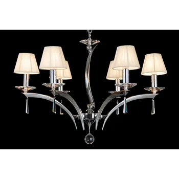 LUCKY GLASS Stříbrný lustr se stínidly CH-06S Coated brass-AS