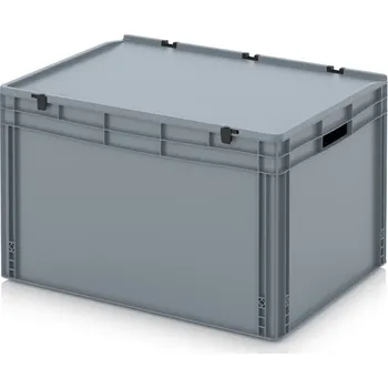 paleta Euro přepravky včetně víka s panty 80 x 60 x 53,5 cm, držadla otevřená - Stříbrošedá - materiál: PP - ED 86/52