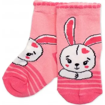 Dětské bavlněné ponožky Králiček - růžové, Velikost koj. oblečení 19-22