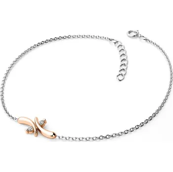 Módní doplněk Dámský náramek zlato mix 585/1000 přírodní diamant 0.030 ct G/SI brilianty 10851-NR01-BCV délka 19 cm