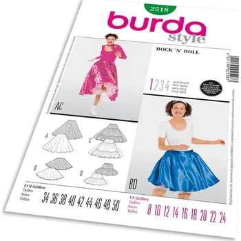 Střih Burda 2518 - RocknRoll, taneční sukně, kolová sukně