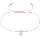 Majya Náramek růžový s přívěskem TLAPKA v SRDCI Ag/; ≤0,63 g 10621