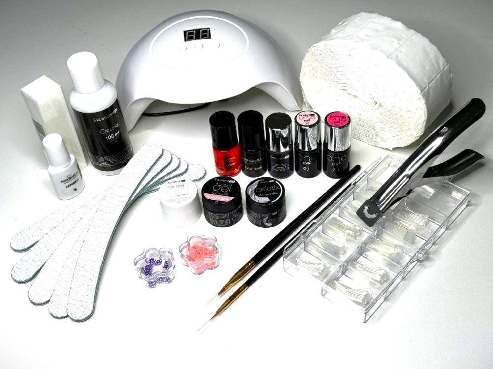 Nehtyprofi startovací sada na gelové nehty s UV/LED lampou 48W bílá