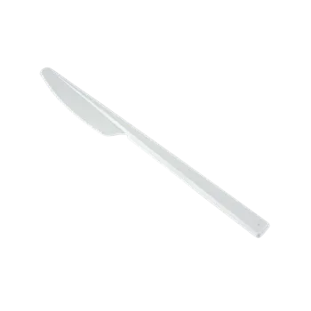 Jednorázové nádobí Plastový nůž PS 18cm bílá light, opakovatelně použitelný, 50ks