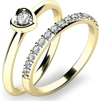 Prsten Zásnubní prsten žluté zlato 585/1000 zirkon set zásnubních 10849-SET01-ZZ velikost 51