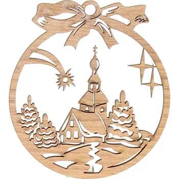 Vánoční dekorace Naše galanterie Dekorace dub kostel 8cm