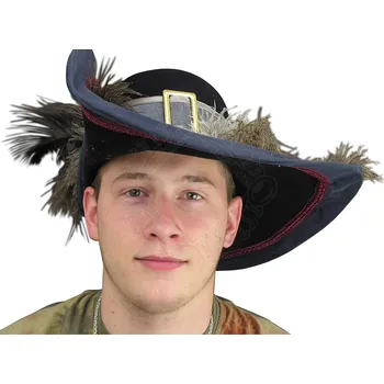 Klobouk Lencera Mušketýrský klobouk zdobený přezkou, stuhou a pštrosími pery
