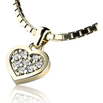 Náhrdelník Dámský přívěsek přírodní diamant 0.096 ct G/SI srdce s brilianty 10881-ZL-DIA délka řetízku 45 cm