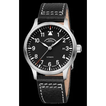 Hodinky Mühle-Glashütte Terrasport II Schwarz kožený řemen