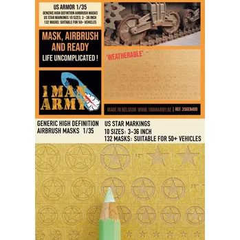 Plastikový model 1ManArmy 1/35 US Stars 3"- 36" Airbrush paint mask
