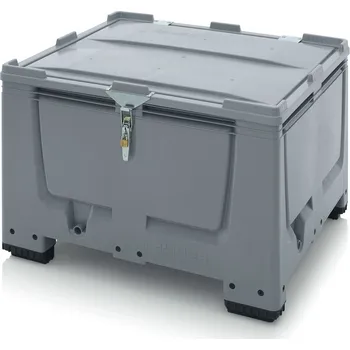 paleta Big boxy s uzamykatelným systémem SA/SV 120 x 100 x 83 cm, 4 nohy - Stříbrošedá - materiál: 1 A nový materiál HD-PE - BBG 1210 SASV