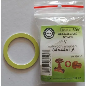 HARTMAN SADA 599 těsnění 1"V, 44x1,6mm k vodovodnímu šroubení, bezazbestové, 10 ks, SADA 599