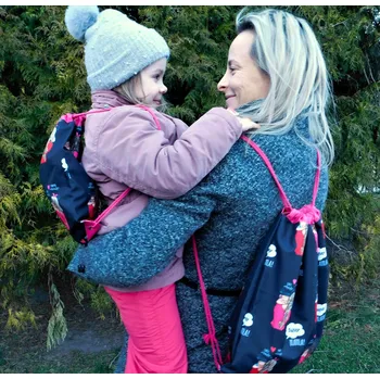 Sportovní vak Stahovací vak na záda SUPER MÁMA-pro maminku a dceru ve stejném designu