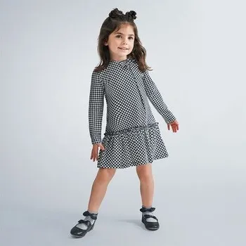 Dívčí šaty dětské šaty s mašlí vzor kouhoutí stopa Mayoral 4990-11 velikost 104