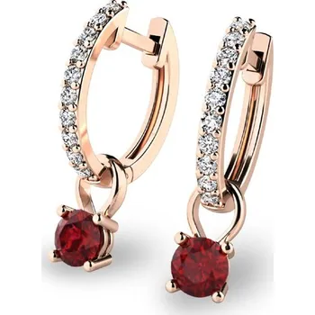 Náušnice Dámské náušnice růžové zlato 585/1000 přírodní diamant 0.66 ct G/SI briliantové s granáty 10863-CV-DIA-GRA