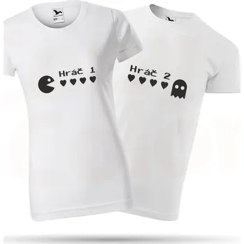 Gravírování Bílá trička pro páry - Hráč 1 + 2
