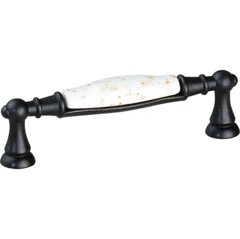 Nábytkové kování MARELLA DESIGN Úchytka Macis 96 hnědá/porcelán bílý (MARELLA DESIGN Úchytka Macis 96 hnědá/porcelán bílý)