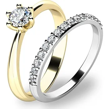 Módní doplněk Zásnubní prsten zlato mix 585/1000 zirkon set 10819-SET01-ZB velikost 50