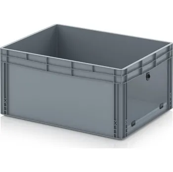 paleta Skladové otevřené přepravky V euroformátu s průhlednou deskou z akrylového skla 80 x 60 x 42 cm - Stříbrošedá - materiál: PP - EG SKS 86/42 HG