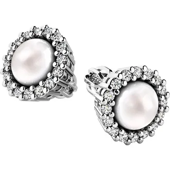 Náušnice Dámské náušnice bílé zlato 585 přírodní diamant perlové 10930-B-DIA-FW