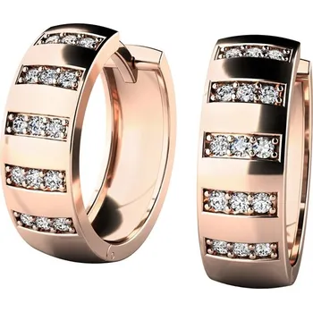 Náušnice Dámské náušnice růžové zlato 585/1000 přírodní diamant 0.165 ct G/SI kruhy 10945-CV-DIA