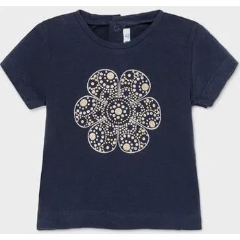 modré letní triko se třpytivou kytičkou pro batolata Mayoral 105-35 velikost 86