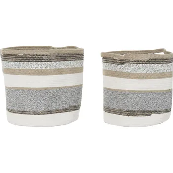 Organizér do auta Sada 2 úložných košů DKD Home Decor Bavlna Juta Bílá Šedá Přírodní (40 x 40 x 40 cm)