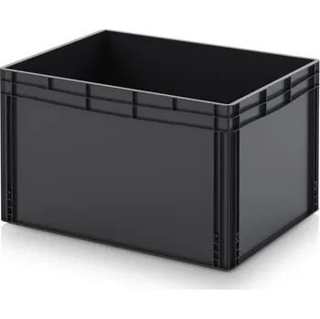 paleta ESD euro přepravky 80 x 60 x 52 cm - Dopravní černá - materiál: ESD PP - ESD EG 86/52 HG
