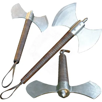 Replika zbraně Richard Havlín Dvousečná sekyra s koženým poutkem na konci topůrka