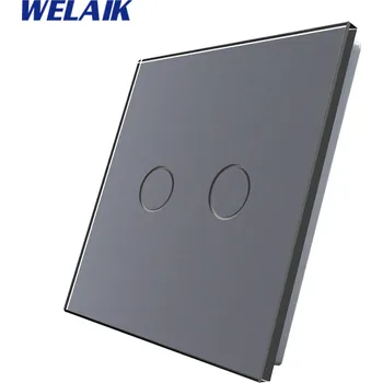 vypínač WELAIK jednonásobný skleněný panel, dvě tlačítka 2 - tmavě šedý