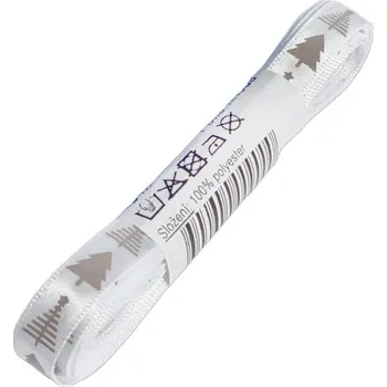 Stuha Stuha 10mm, saténová, vánoční, bílá, hnědé stromečky