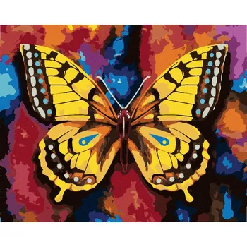 Diamondi Diamantové malování - MOTÝL NA BAREVNÉM POZADÍ Rozměr: 40x50 cm, Rámování: bez rámu a bez vypnutí plátna