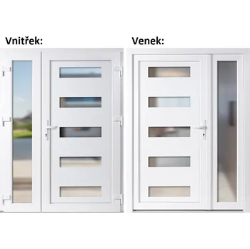 Vchodové dveře Dvoukřídlé vchodové dveře plastové Soft 6300+Sklo Nisip, Bílá/bílá, 130x200 cm, pravé