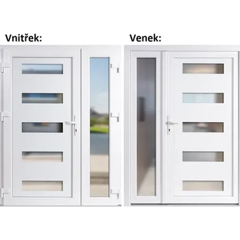 Vchodové dveře Dvoukřídlé vchodové dveře plastové Soft 6300+Sklo Nisip, Bílá/bílá, 150x200 cm, levé