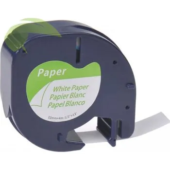 Pásek do tiskárny TONERSYP páska pro Dymo 59421 S0721500 LetraTag, 12mm×4m, černý tisk/bílý podklad, papírová