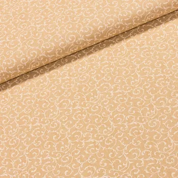Směsové plátno CAIRO 01-07, popínavé lístky na béžové, š.140cm (látka v metráži)