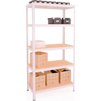 Dílenský regál Víceúčelový regál 5-ti policový lakovaný 180x120x50 300Kg/police, Barva - bílá + český výrobek