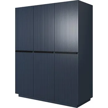 Šatní skříň BOGART. Skříň Nicole 150 cm se 2 skrytými zásuvkami - modrá MDF / černé úchyty