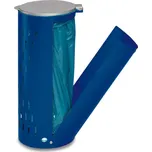 Držák odpadkových pytlů, z děrovaného ocelového plechu, s víkem, upínací svorkou a dvířky, modrý