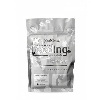 Hnojivo Green House Feeding - Hybrids 1kg, květové hnojivo (Produkt Hybrids obsahuje méně amoniakálního dusíku a větší množství hořčíku, což je vhodné pro hybridní odrůdy s dobou kvetení 8-10 týdnů a pro rostliny v hydroponických systémech. Vyšší množství hořčíku