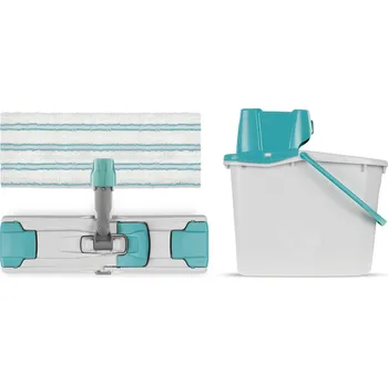 mop Set Uni Junior - kbelík se ždímačem - žlutá rukojeť, držák mopu a plochý mop