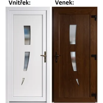 Vchodové dveře Soft Vchodové plastové dveře 123 Zlatý dub / Bílá 100x210 cm, pravé, otevírání VEN