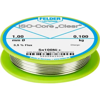 Cívka Felder ISO-Core Clear Sn100Ni+ pájecí cín cívka Sn99,25Cu0,7Ni0,05 0.100 kg 1 mm