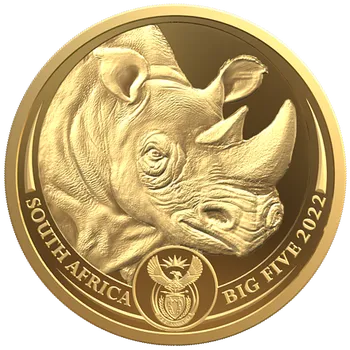 Exkluzivní zlatá mince Big Five II - Rhino (Nosorožec) 1/4 Oz 2022 PROOF - (3.)